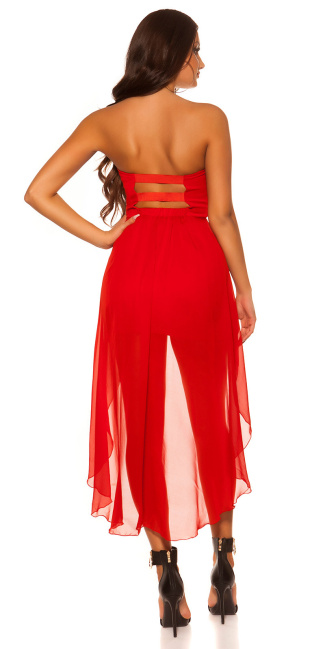 high-low-dress with zip Red